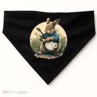 Funny Bunny Playing Banjo Guitar Music Rabbit Easter USA-Made Doggie Bandana thumb 0