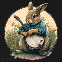 Funny Bunny Playing Banjo Guitar Music Rabbit Easter Backpack thumb 2