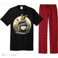 Funny Bunny Playing Banjo Guitar Music Rabbit Easter Pajama Set thumb 0