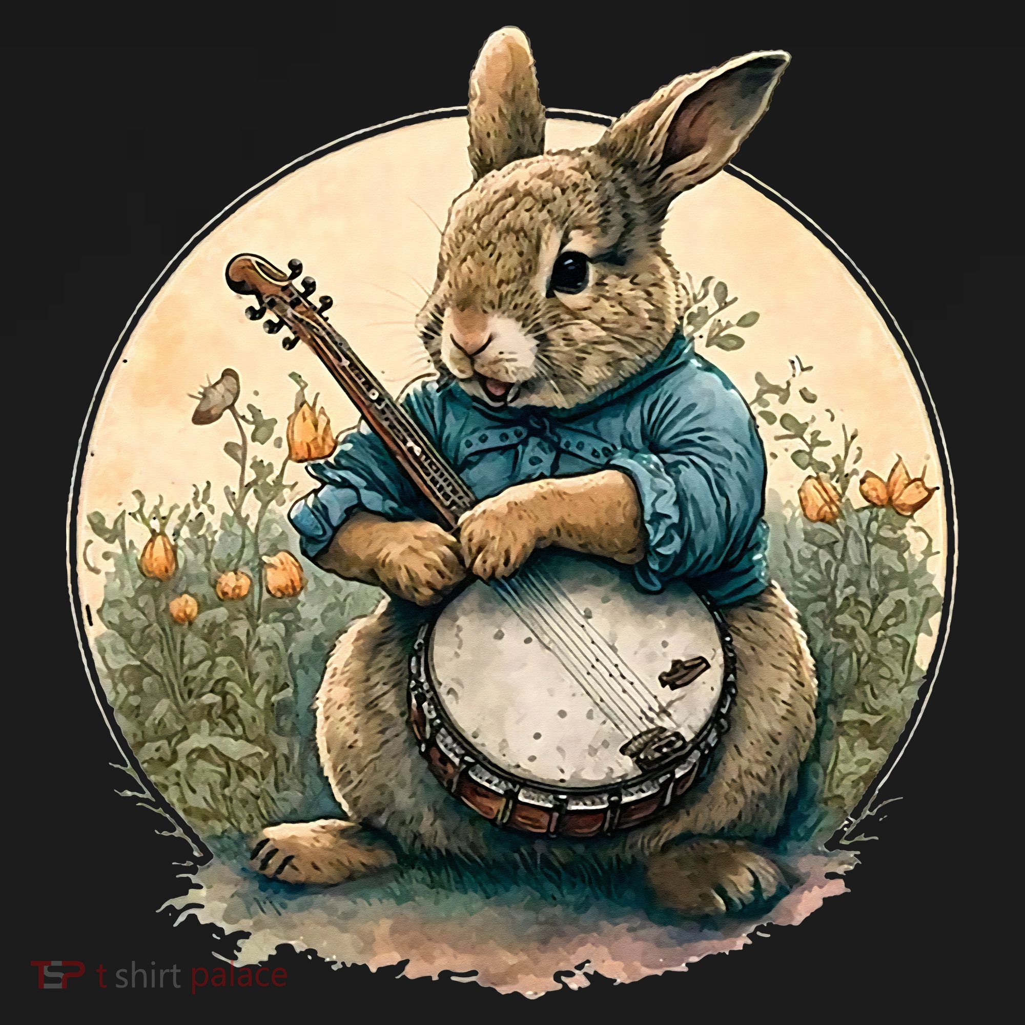 Funny Bunny Playing Banjo Guitar Music Rabbit Easter Pajama Set