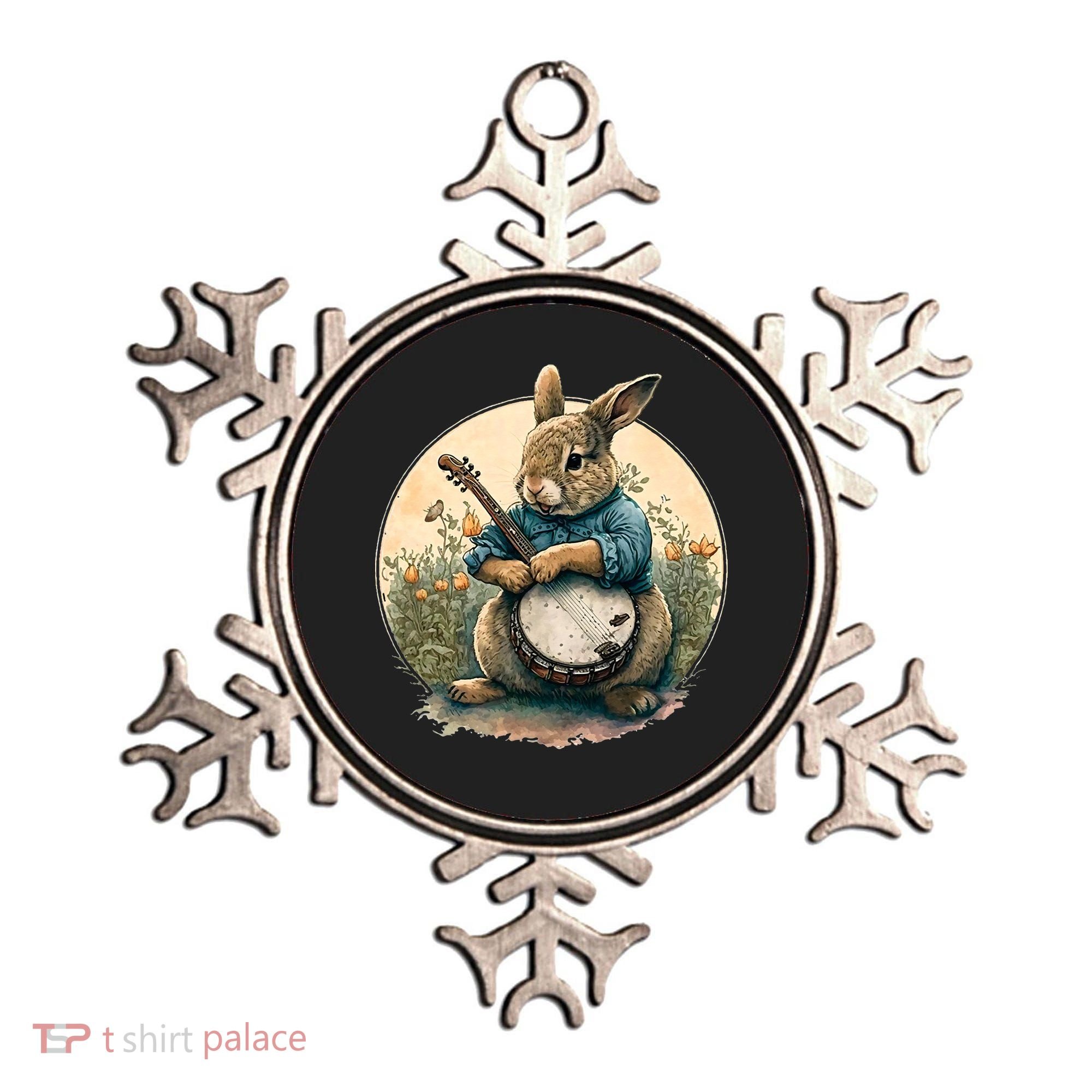 Funny Bunny Playing Banjo Guitar Music Rabbit Easter Ornament