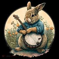 Funny Bunny Playing Banjo Guitar Music Rabbit Easter Ornament thumb 1
