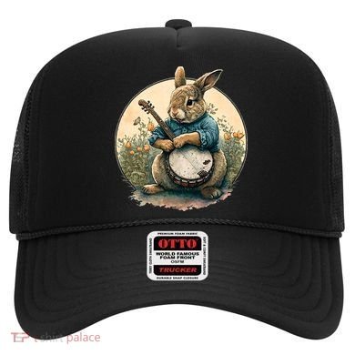 Funny Bunny Playing Banjo Guitar Music Rabbit Easter Hat