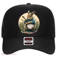 Funny Bunny Playing Banjo Guitar Music Rabbit Easter Hat thumb 0