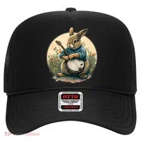 Funny Bunny Playing Banjo Guitar Music Rabbit Easter Hat thumb 0