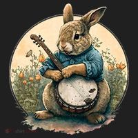 Funny Bunny Playing Banjo Guitar Music Rabbit Easter Hat thumb 2
