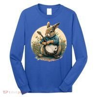Funny Bunny Playing Banjo Guitar Music Rabbit Easter Long Sleeve Shirt thumb 0