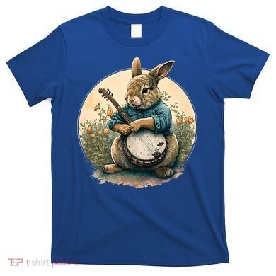 Funny Bunny Playing Banjo Guitar Music Rabbit Easter T-Shirt