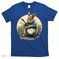 Funny Bunny Playing Banjo Guitar Music Rabbit Easter T-Shirt thumb 0
