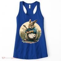 Funny Bunny Playing Banjo Guitar Music Rabbit Easter Women's Tank Top thumb 0