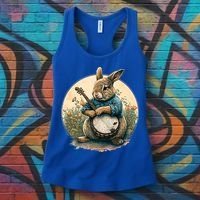 Funny Bunny Playing Banjo Guitar Music Rabbit Easter Women's Tank Top thumb 3