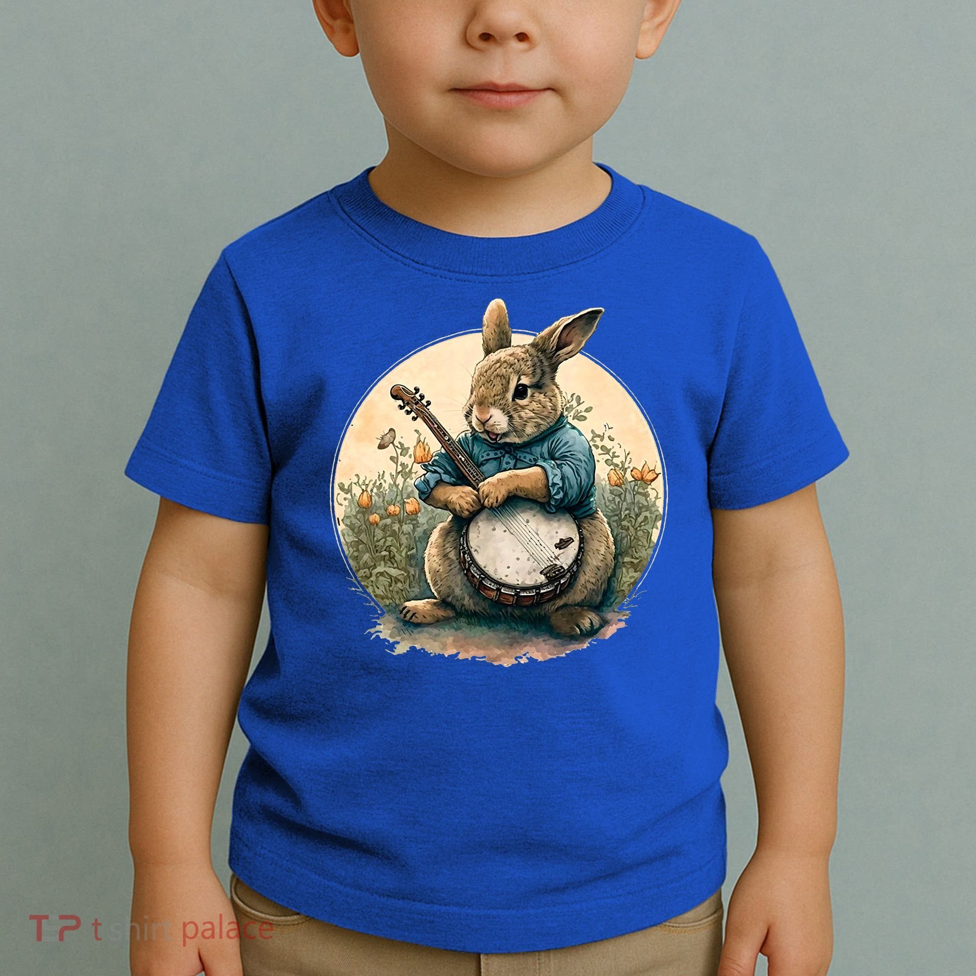 Funny Bunny Playing Banjo Guitar Music Rabbit Easter Toddler T-Shirt