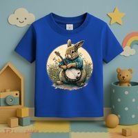 Funny Bunny Playing Banjo Guitar Music Rabbit Easter Toddler T-Shirt thumb 3