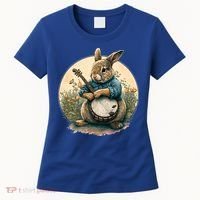 Funny Bunny Playing Banjo Guitar Music Rabbit Easter Women's T-Shirt thumb 0