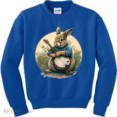 Funny Bunny Playing Banjo Guitar Music Rabbit Easter Kids Sweatshirt