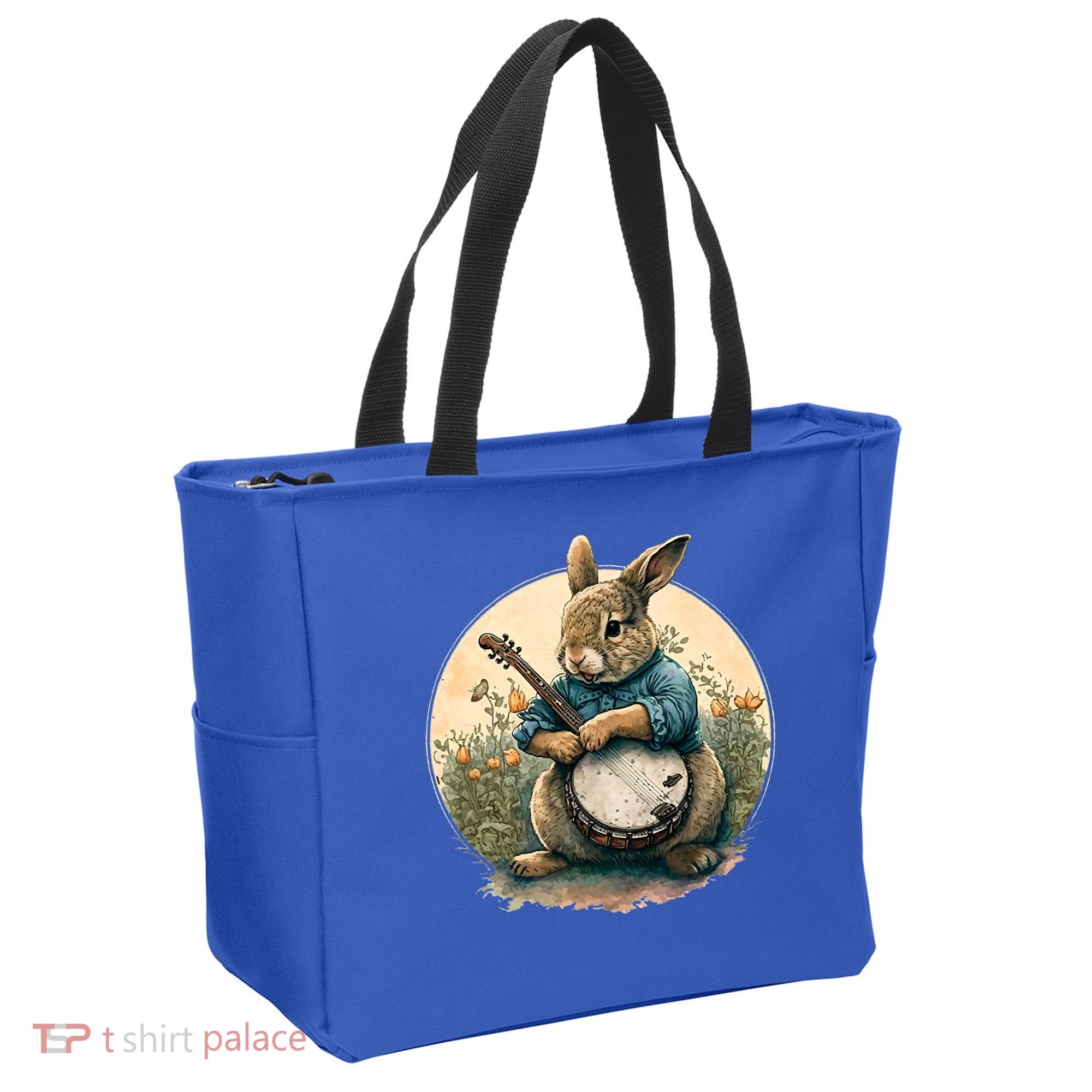 Funny Bunny Playing Banjo Guitar Music Rabbit Easter Tote Bag