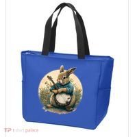 Funny Bunny Playing Banjo Guitar Music Rabbit Easter Tote Bag thumb 3