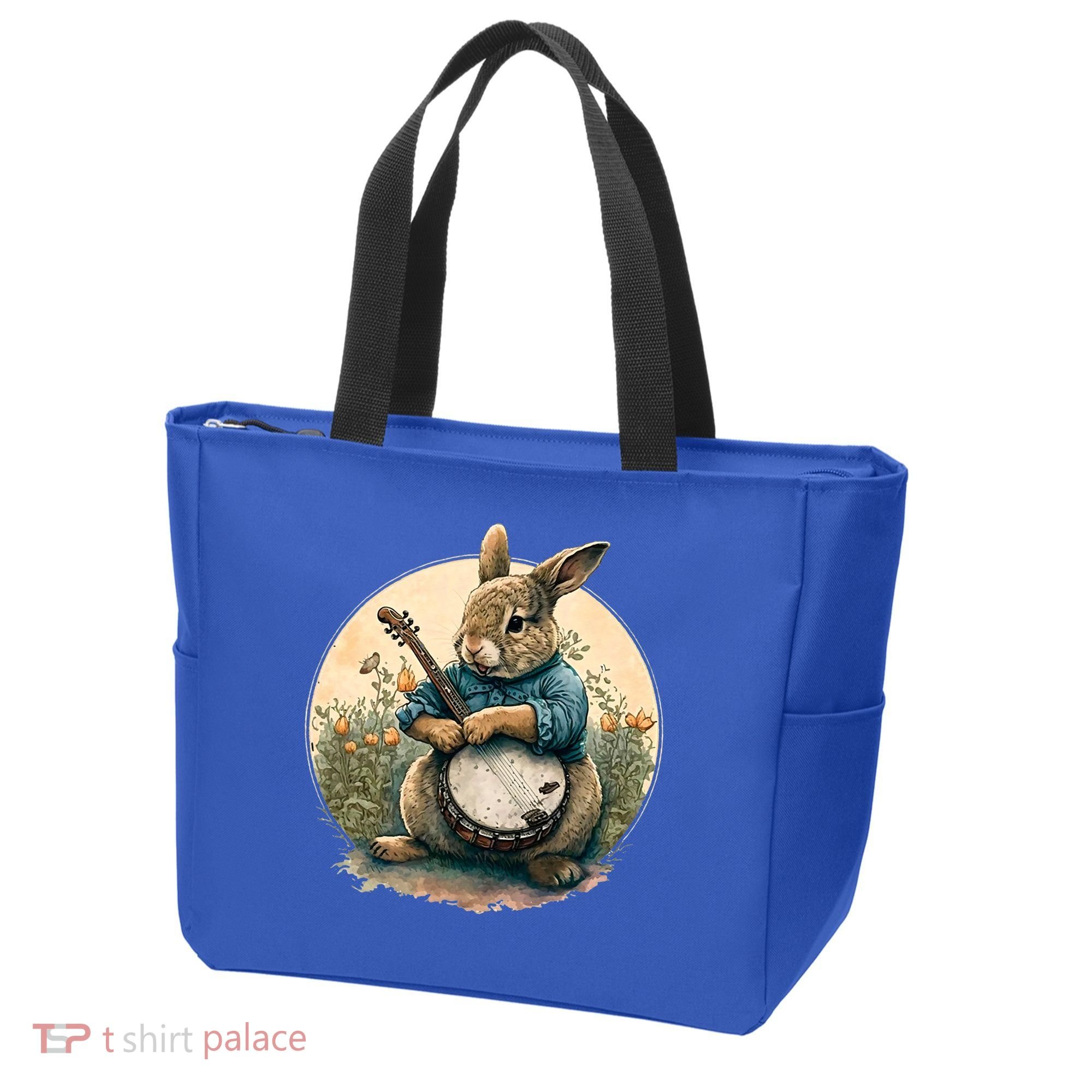 Funny Bunny Playing Banjo Guitar Music Rabbit Easter Tote Bag