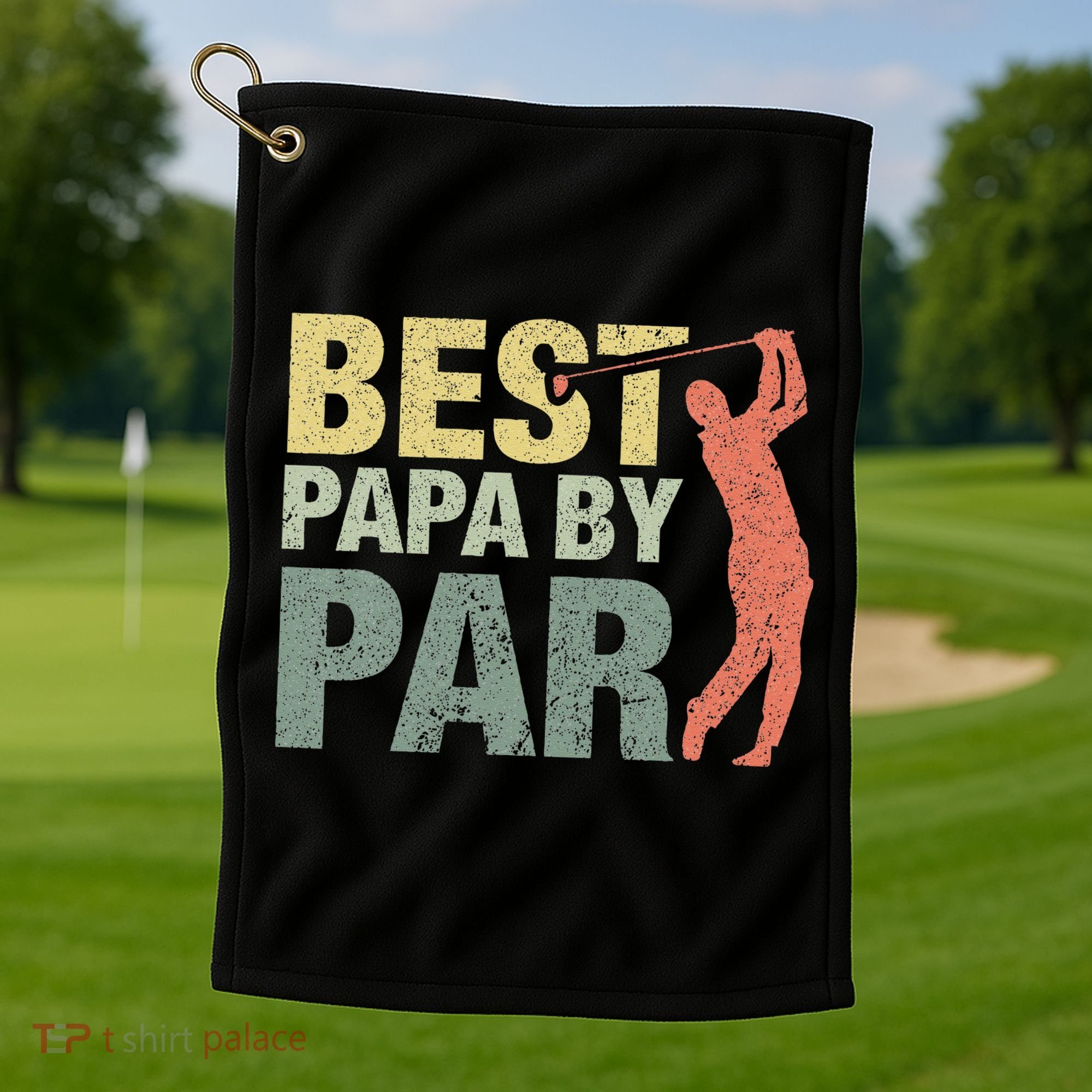 Funny Best Papa By Par Fathers Day Golf Gift Grandpa Golf Towel