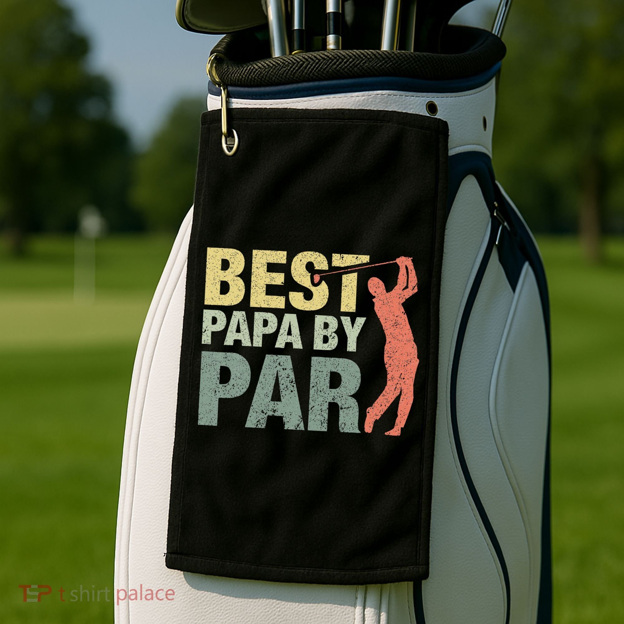 Funny Best Papa By Par Fathers Day Golf Gift Grandpa Golf Towel