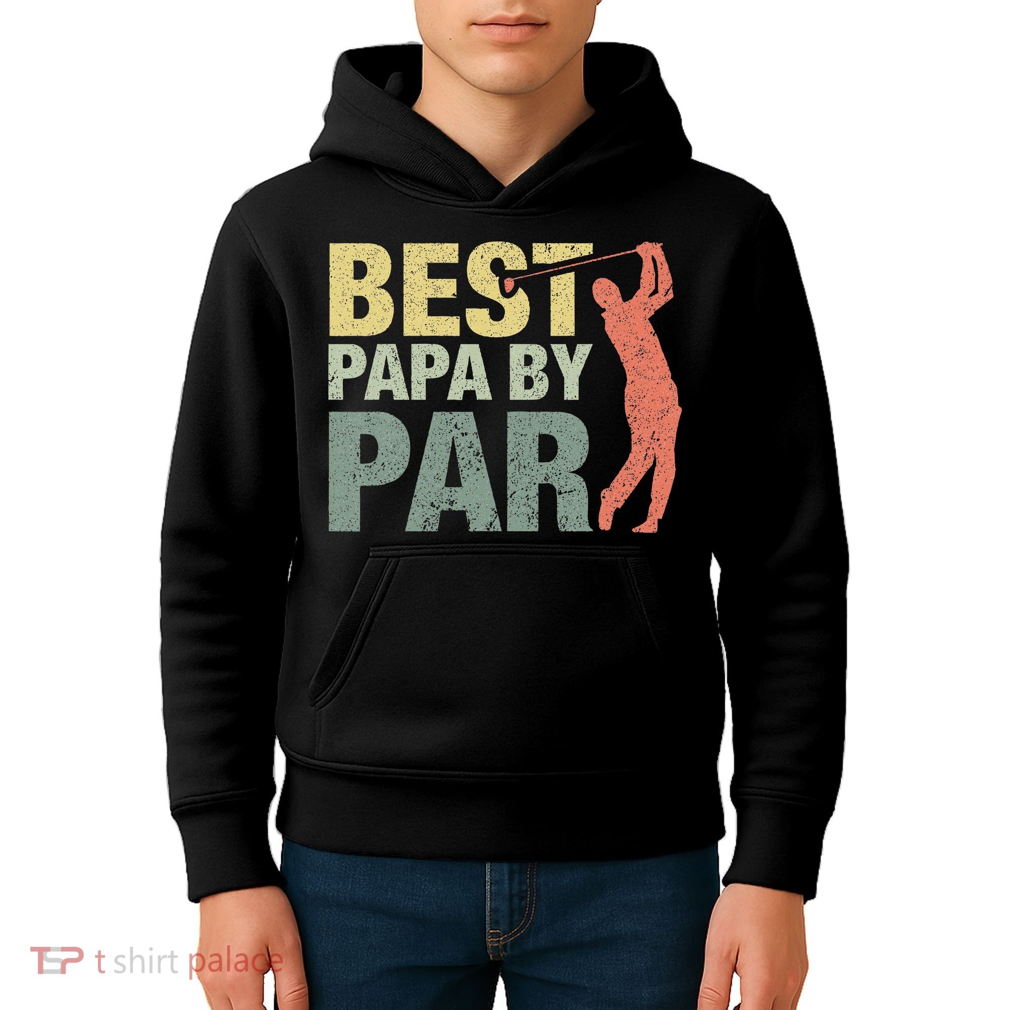 Funny Best Papa By Par Fathers Day Golf Gift Grandpa Kids Hoodie