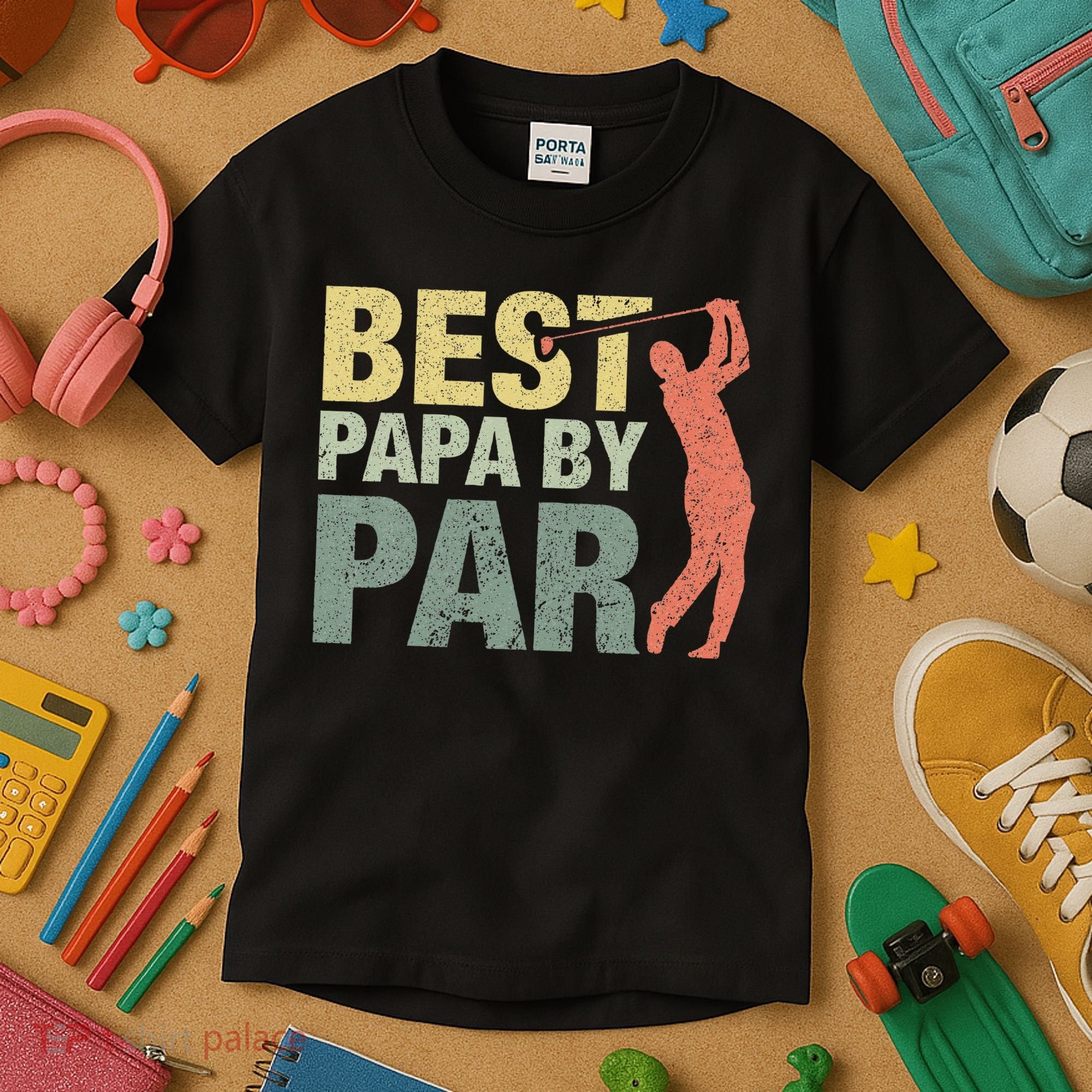 Funny Best Papa By Par Fathers Day Golf Gift Grandpa Kids T-Shirt