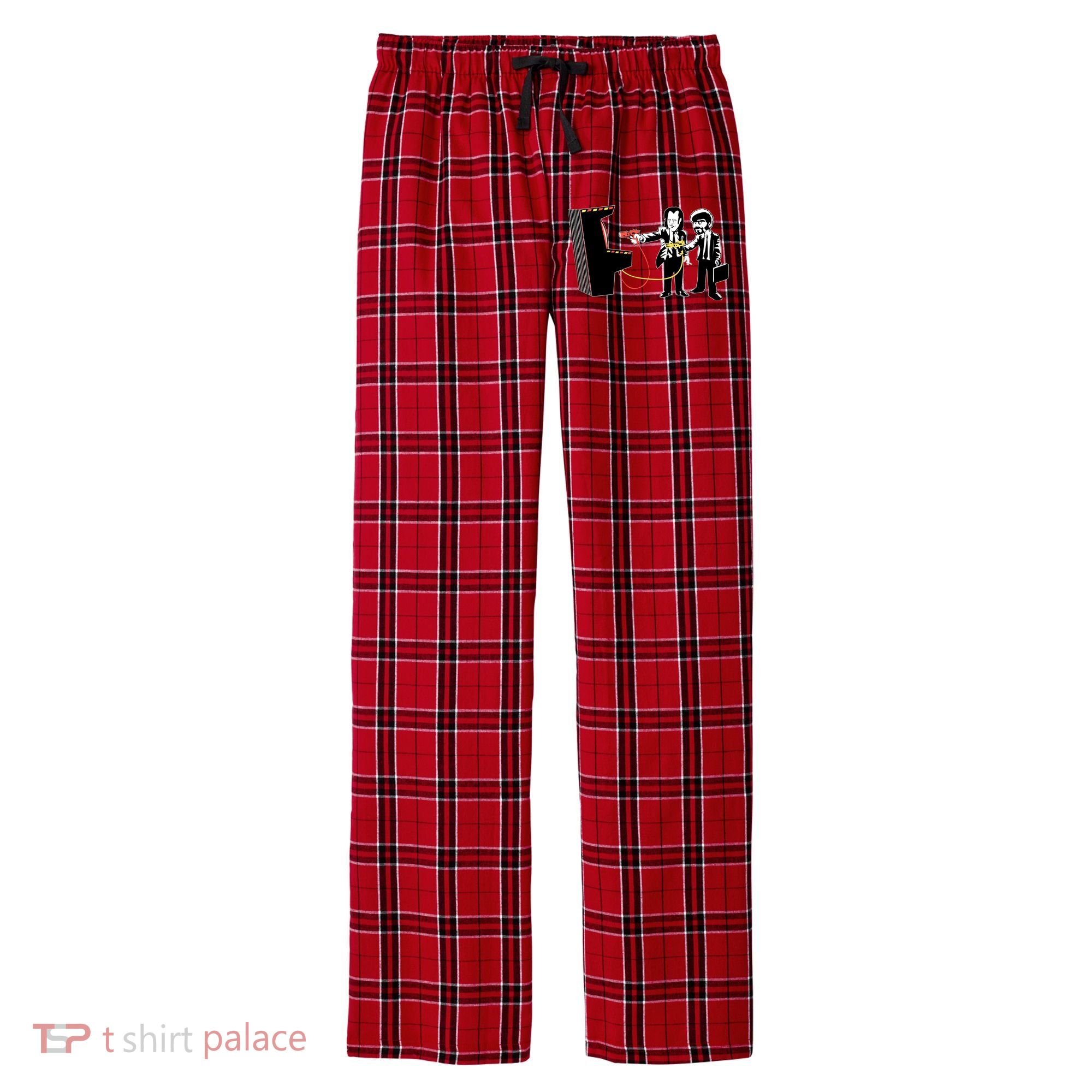 Funny Banksy Pulp Fiction Parody Men's Flannel Plaid Pajama Pants