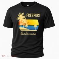 Freeport Bahamas Palm Tree Beach Retro Cool Sunset Surf Cooling Performance Crew T-Shirt thumb 0
