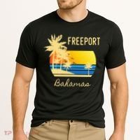 Freeport Bahamas Palm Tree Beach Retro Cool Sunset Surf Cooling Performance Crew T-Shirt thumb 2