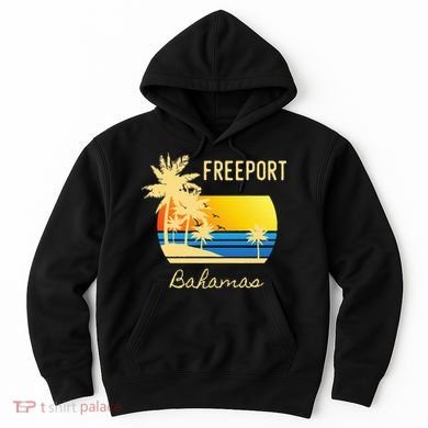 Freeport Bahamas Palm Tree Beach Retro Cool Sunset Surf Hoodie