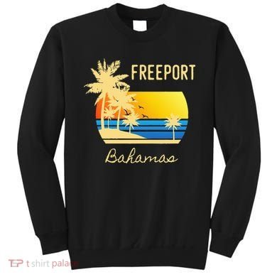 Freeport Bahamas Palm Tree Beach Retro Cool Sunset Surf Sweatshirt