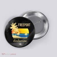 Freeport Bahamas Palm Tree Beach Retro Cool Sunset Surf Button thumb 0