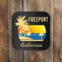 Freeport Bahamas Palm Tree Beach Retro Cool Sunset Surf Coaster thumb 0