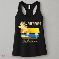Freeport Bahamas Palm Tree Beach Retro Cool Sunset Surf Women's Tank Top thumb 3