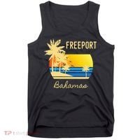 Freeport Bahamas Palm Tree Beach Retro Cool Sunset Surf Tank Top thumb 0