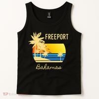Freeport Bahamas Palm Tree Beach Retro Cool Sunset Surf Tank Top thumb 2