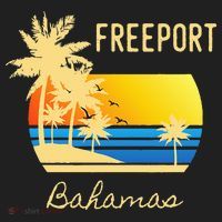 Freeport Bahamas Palm Tree Beach Retro Cool Sunset Surf Golf Towel thumb 3