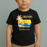 Freeport Bahamas Palm Tree Beach Retro Cool Sunset Surf Toddler T-Shirt thumb 2