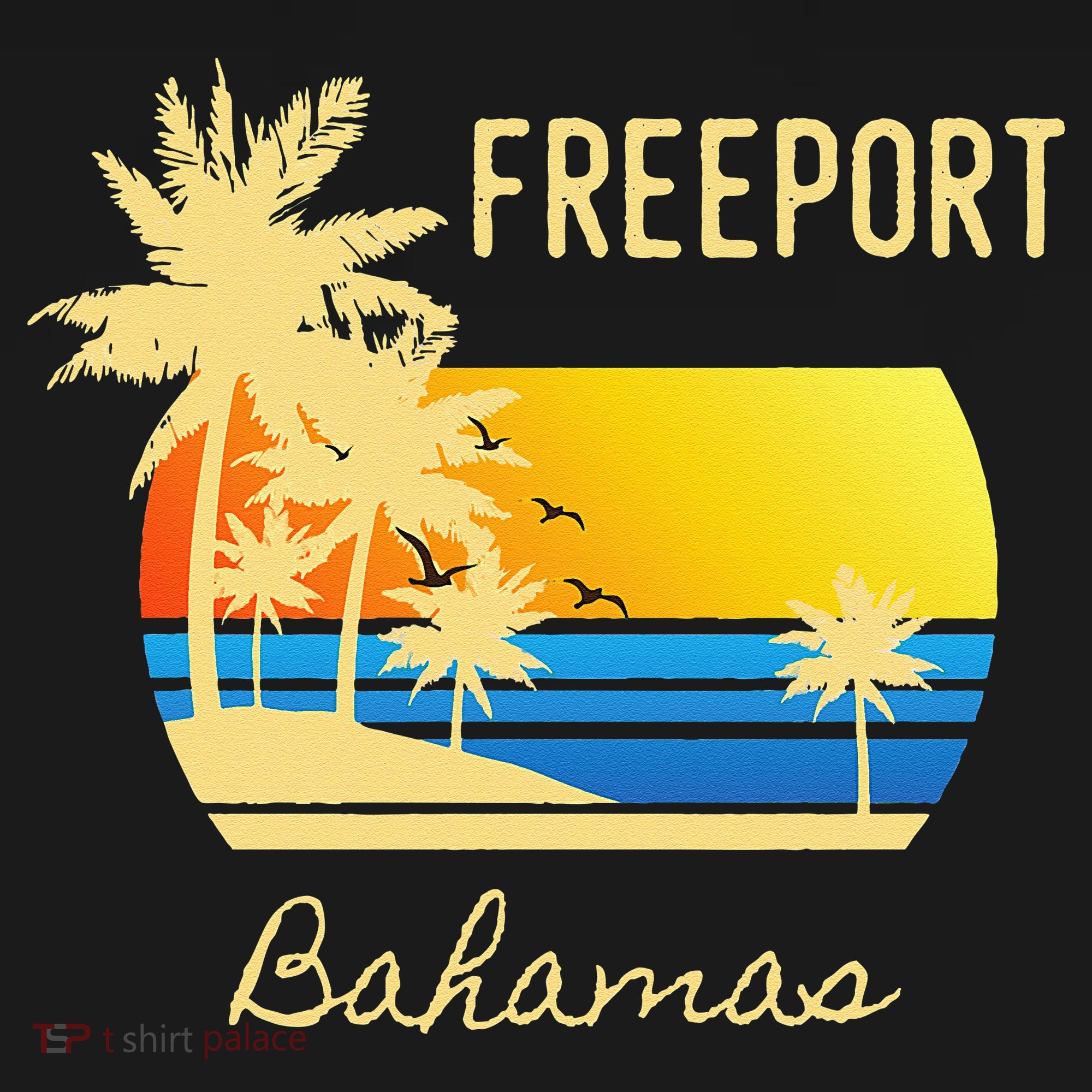 Freeport Bahamas Palm Tree Beach Retro Cool Sunset Surf Women's Long Sleeve Shirt