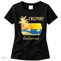 Freeport Bahamas Palm Tree Beach Retro Cool Sunset Surf Women's T-Shirt thumb 0