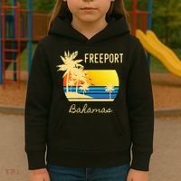 Freeport Bahamas Palm Tree Beach Retro Cool Sunset Surf Kids Hoodie thumb 3