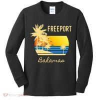 Freeport Bahamas Palm Tree Beach Retro Cool Sunset Surf Kids Long Sleeve Shirt thumb 0