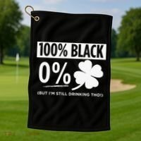 Funny Black People St Patricks Day Irish Shamrock Golf Towel thumb 1