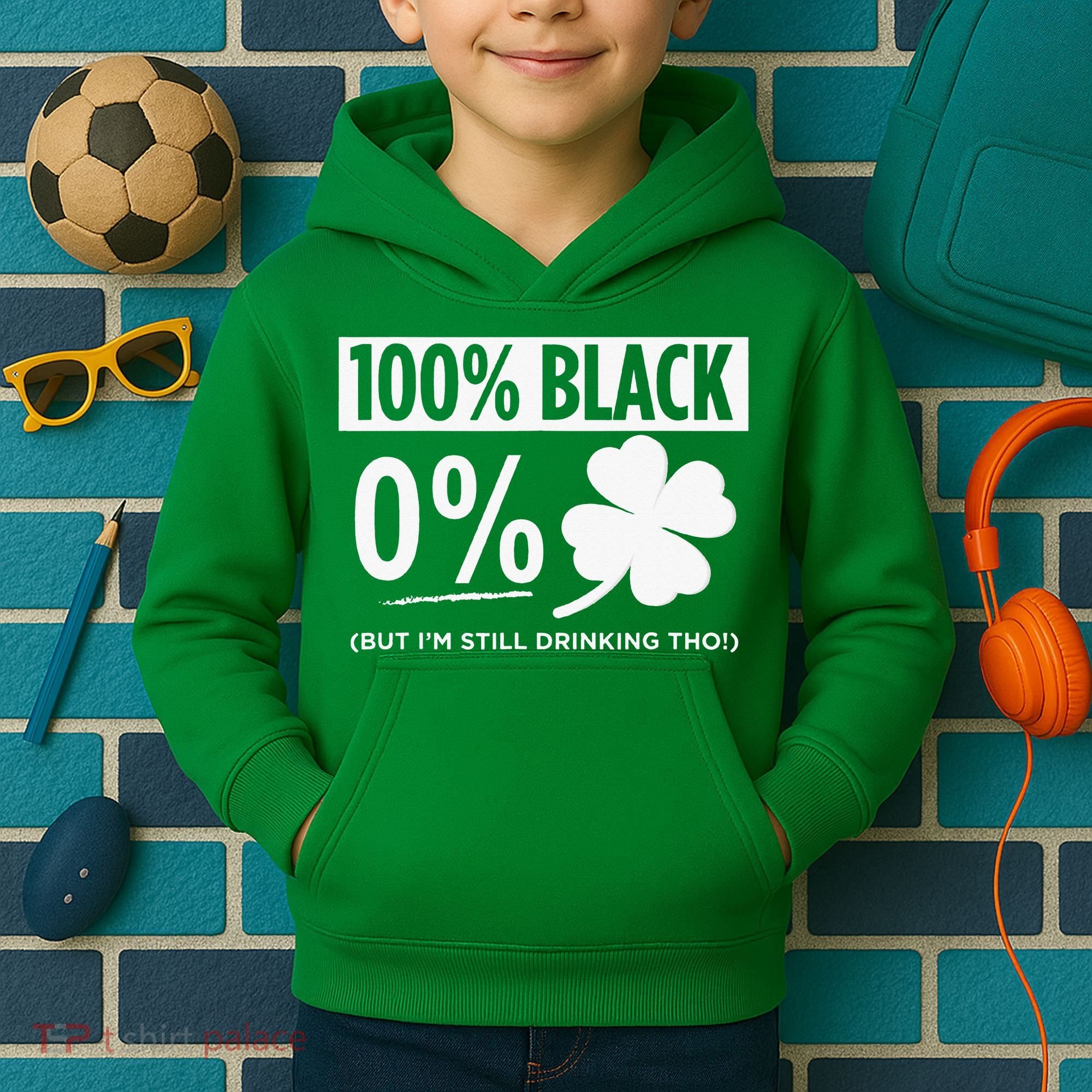 Funny Black People St Patricks Day Irish Shamrock Kids Hoodie