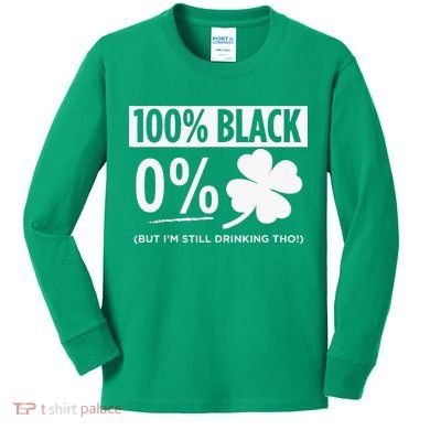 Funny Black People St Patricks Day Irish Shamrock Kids Long Sleeve Shirt