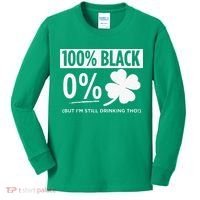 Funny Black People St Patricks Day Irish Shamrock Kids Long Sleeve Shirt thumb 0