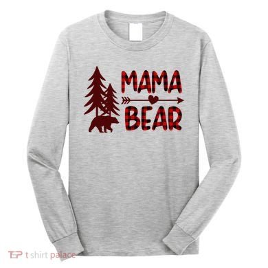 Funny  Buffalo Plaid Mama Bear Gift Long Sleeve Shirt