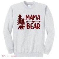 Funny  Buffalo Plaid Mama Bear Gift Sweatshirt thumb 0