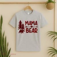 Funny  Buffalo Plaid Mama Bear Gift T-Shirt thumb 2