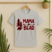 Funny  Buffalo Plaid Mama Bear Gift T-Shirt thumb 2